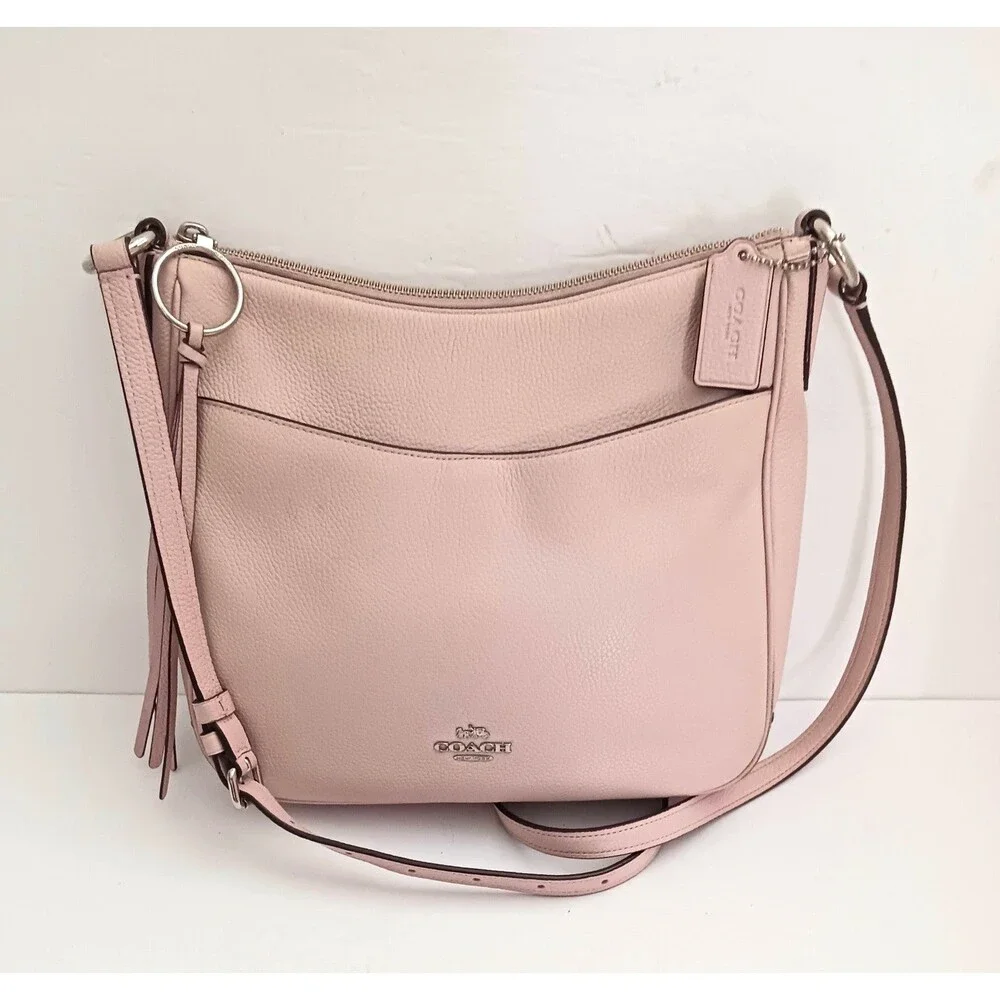Coach Chaise Crossbody Lt Pink Pebbled Leather 35543 Tassel Trim